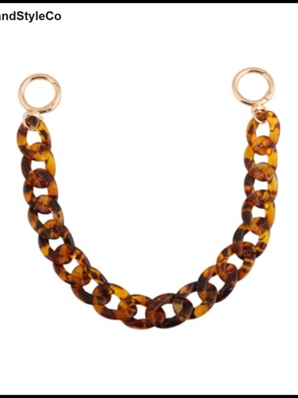 Tortoise Shell Resin Bag Chain Charm with Gold Tone Clasps, Short Decorative